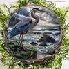 Blue Heron Wooden Plate, 8x8 Inch, Durable and Proof, Suitable for Door or Wall Decoration, Art Home Decor, Easy To Hang