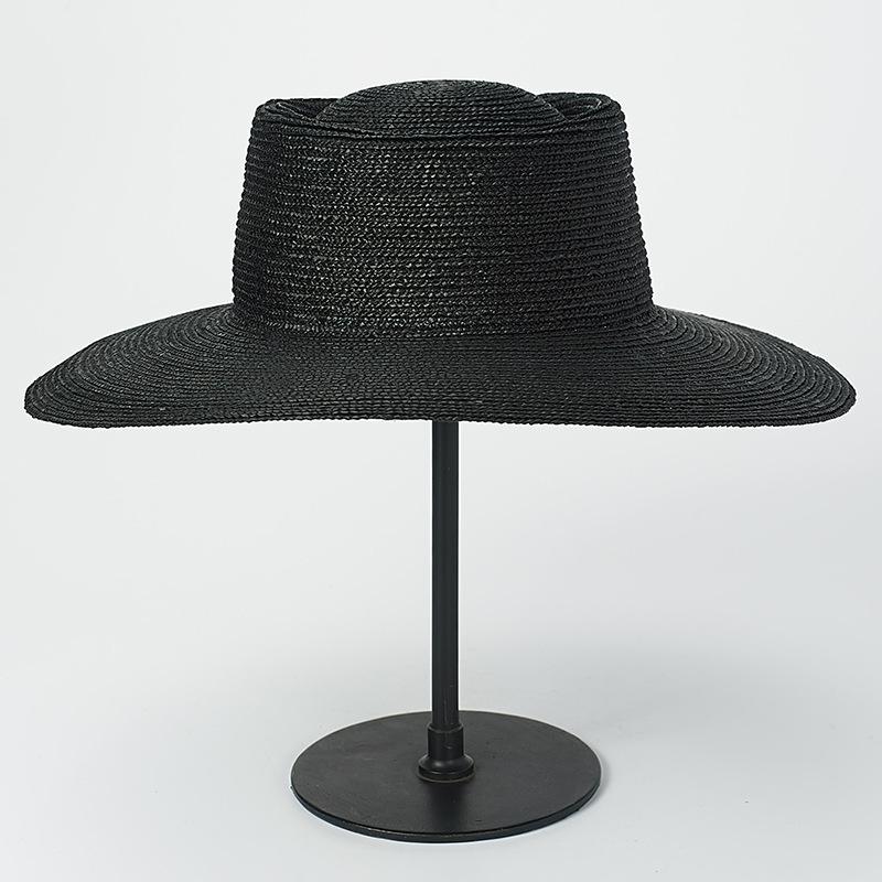Spring and Summer New Simple Sun Hat, Fine Straw Grass, Round Ring, Flat Top Wide Brim Top Hat, Outdoor Travel Sunscreen Straw Hat