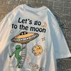 Let's Go To The Moon Alien Ufo Herren T-Shirt Baumwolle Locker Tops Locker Rundhals T-Shirts Lässig Atmungsaktives T-Shirt Partnerkleidung