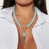 Colored Stone Small Fish Pendant Necklace Bohemian Fish-shaped Charms Jewelry Beads Necklace  Women