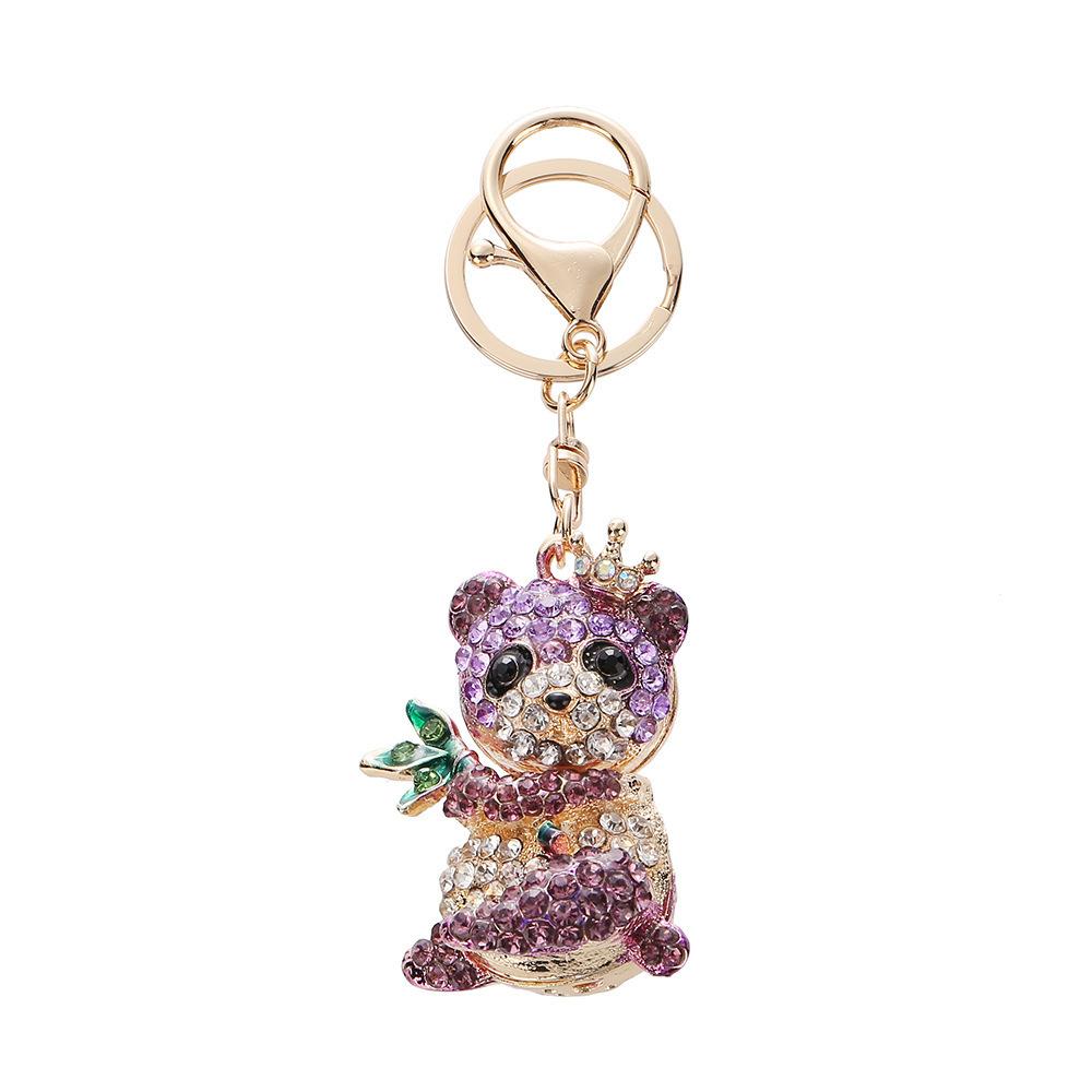 Cartoon panda keychain, rhinestone backpack pendant, student holiday gift, decoration, hanging decoration, cute diamond studded keychain