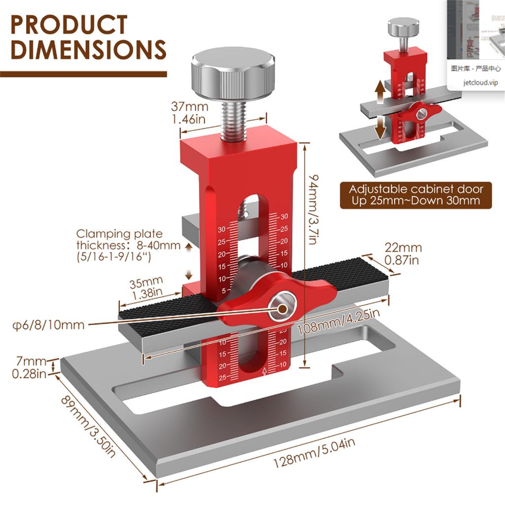 2-in-1 Schranktür-Montagepositionierer Verstellbarer Rücksteller Gestanzte Montagelehre Kleiderschrank Schranktür-Panel-Montagelehre
