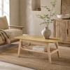 A large coffee table with a 100 cm long solid wood base, offering plenty of storage space and ideal for the living room, apartment and office