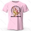 Rock And Beer Easy Distraction Print Loose Retro Meme Pattern Tshirt For Women Round Neck Tshirt Personalized Streetwear