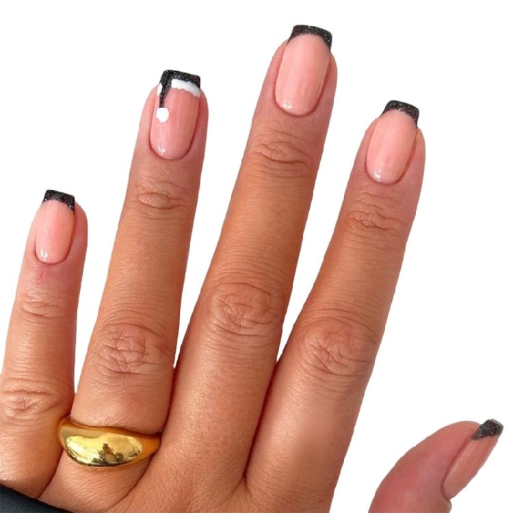 

24 Pcs Christmas Hat False Nail Short Press On Nail Christmas Full Cover Stick on Nail Manicures Supplies for Winter 1