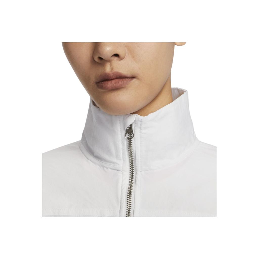 Nike Solid Color Logo Embroidered Loose Fit Stand Collar Zip Long Sleeve Jacket Women jackets White HJ1000-100