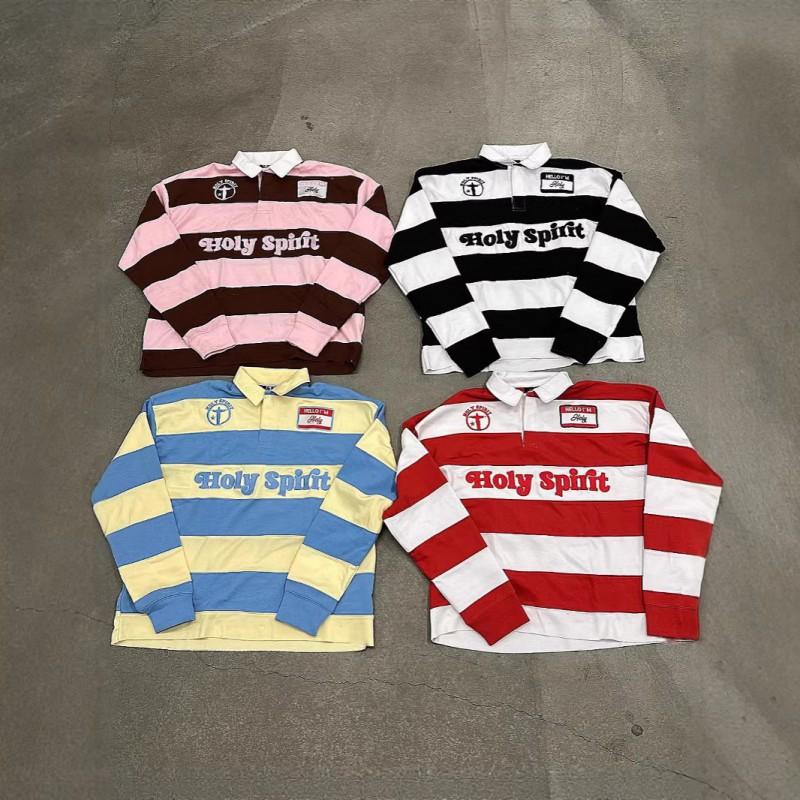 American Vintage Street Style Letter Embroidery Loose Fit Couple Sweatshirts Long Sleeve