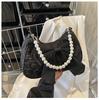 2024 New Fashion Small Shoulder Bag Women Stylish Crossbody Bag With Cute Pleats And Lovely Bow Pearl Handbag In White