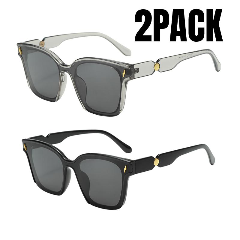 2PACK New Fashion Full-frame Korean Light Luxury One-piece Square Large Frame Sunglasses Holiday Travel Sunscreen Sunglasses