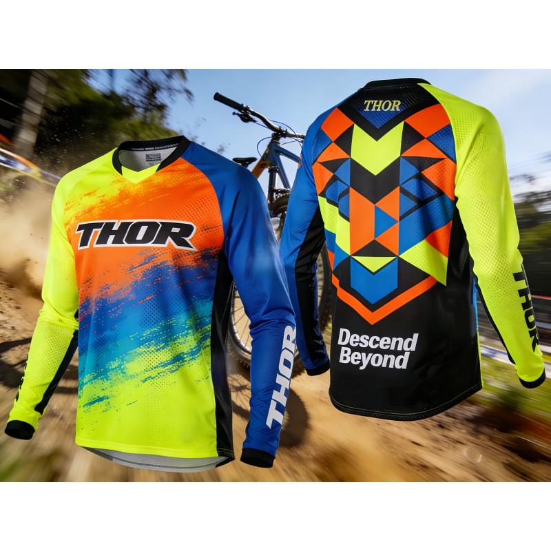 THOR Long Sleeve Mountain Bike Jersey Cycling Apparel Quick Dry Downhill Riding Shirt Men