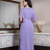 New Arrival Middle East Lilac Purple Horn Cuff Hand Sewing Drill Dress V-Neck Flared Sleeve Dress