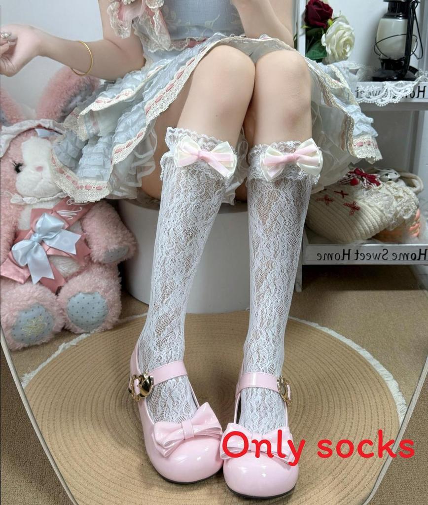 Lolita Kniestrümpfe mit schwarzer Spitzenborte und reißfestem Nylon für die Sommermode