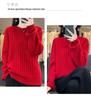 2024 A/W Women's Thick Wool Knit Sweater - Round Neck, Long Sleeve, Bright Silk, Loose Fit