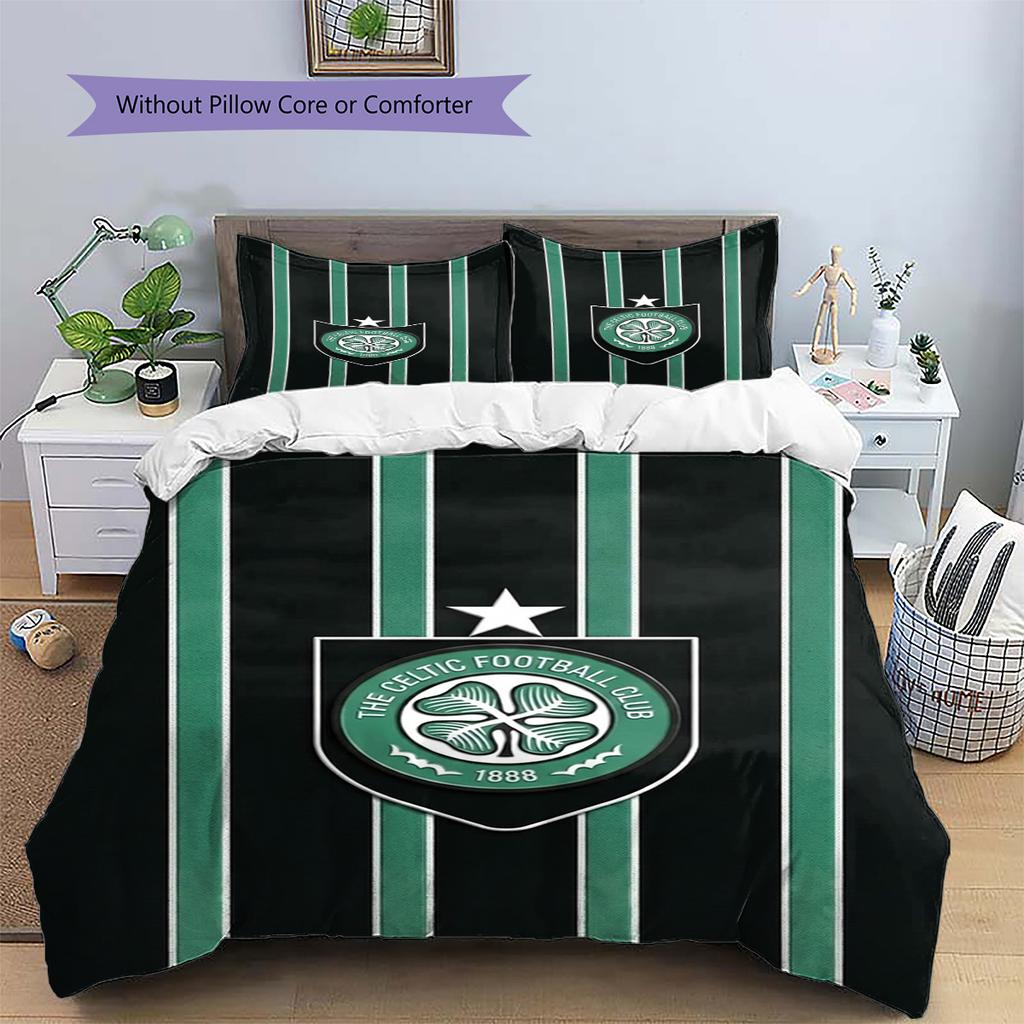 Set Biancheria da Letto con Motivo Logo Celtic FC Copripiumino Federa Decorazione per la Casa Regalo (1 * copripiumino + 2 * federa, senza nucleo)