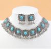 Southeast Asia Indian Ethnic Gemstone Beaded Earrings and Necklace Set