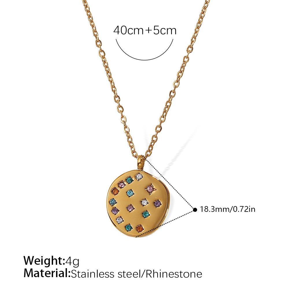 Cross-Border New Arrival Simple Fashion Personality Temperament Wild Sweater Chain Crystal Zircon Round Brand Pendant Necklace