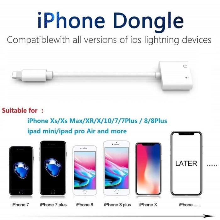 Jack Adapter for iPhone - Headphone Adapter - Audio&;Refill - White - 12.45cm - ABS + TPE