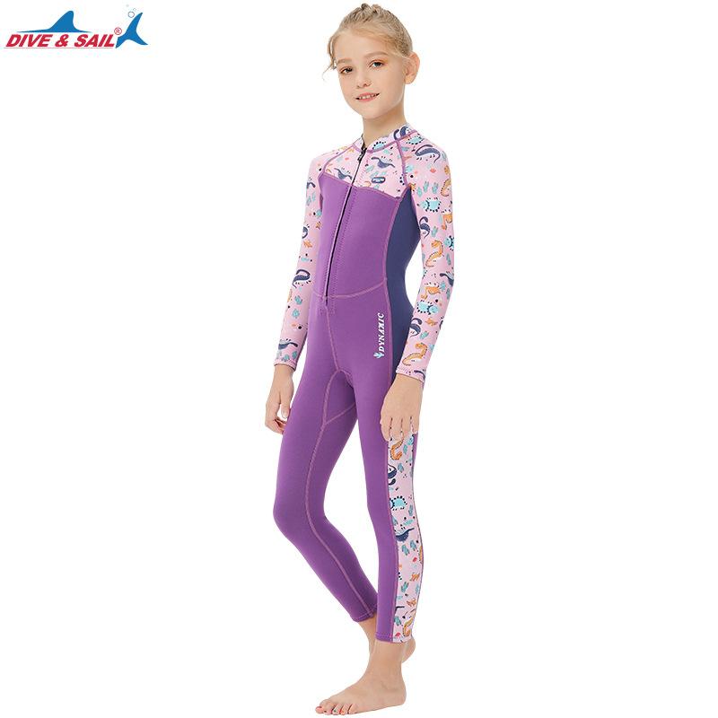 New Children's Warm Diving Suit 2.5mm One-piece Long Sleeved Thick Swimsuit For And Cold Protection Snorkeling Surfing Suit