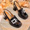2023 Backless Rhinestone Chunky Heel Sandals - Closed-Toe, Waterproof Platform for Women