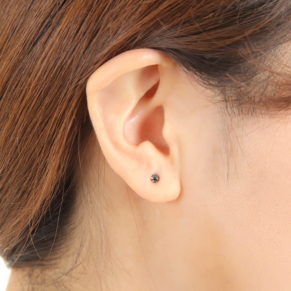 Goods Platinum Pt900 earrings with black single rose for men and one 1 piece [Happy Shop] diamonds, stone, 3mm, 0.09ct, cut, women, ear,