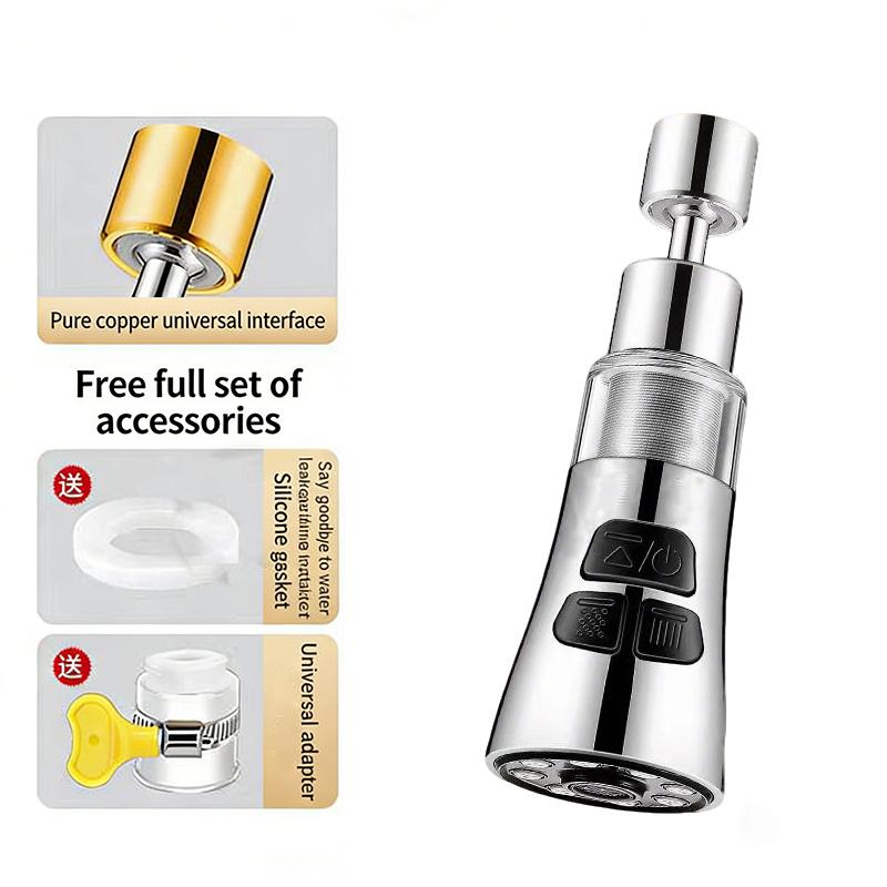 3-Mode Kitchen Faucet Extender Universal Rotatable Home Water Purification Filter Scrubbing Splash-Proof Nozzle Adapter