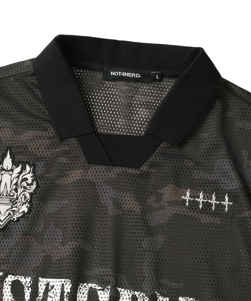 NOT4NERD Symbol Crest Mesh Collar T-Shirts - Black
