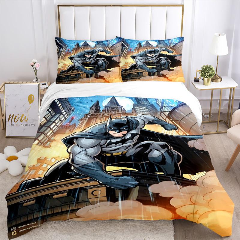 3pcs Batman Cover Set, Bedding Set, Soft Comfortable Duvet Cover, For Bedroom, Guest Room (1*Duvet Cover + 2*Pillowcases, Without Core) yy25