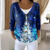 Women's Fashion Long Sleeve Christmas Snowman Snowflake Print Jacket Cardigan