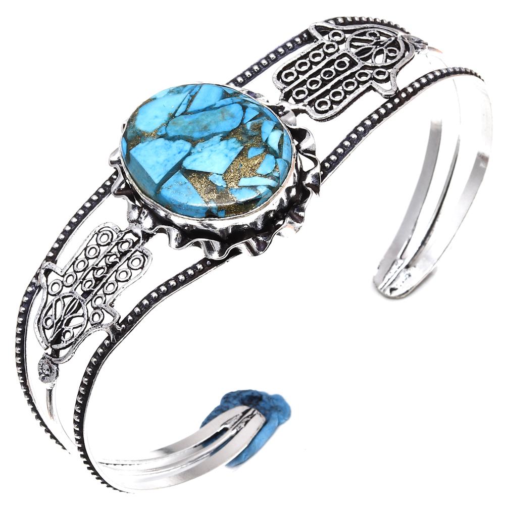 

Blue Copper Turquoise Jewelry Cuff-Bangle 7 Adjustable