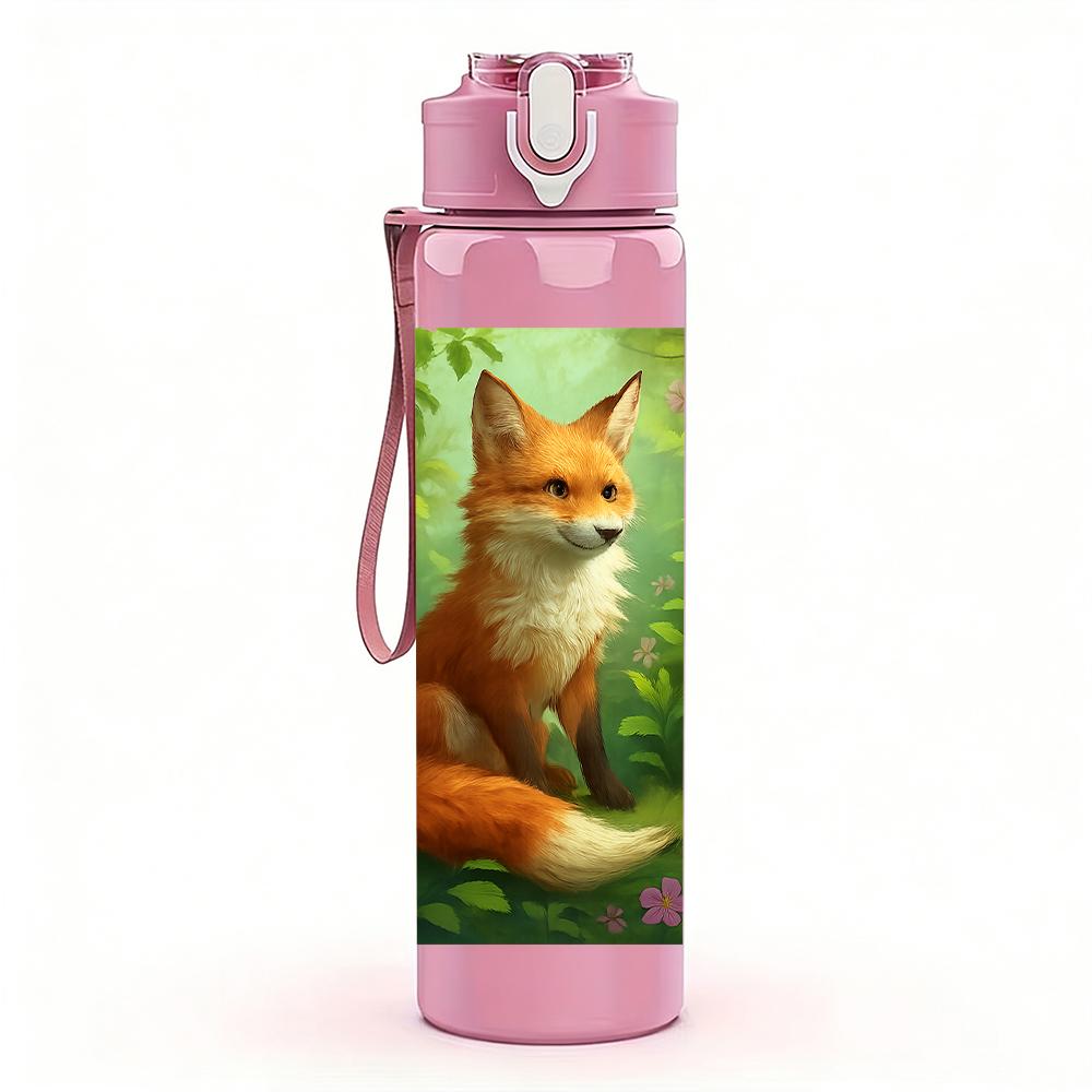 1pz Busto di Volpe Rossa Selvatica 750ml Plastica Colorata Borraccia Sportiva Tappo Flip-Top Anti-Goccia Per Sport Ufficio Uso Domestico