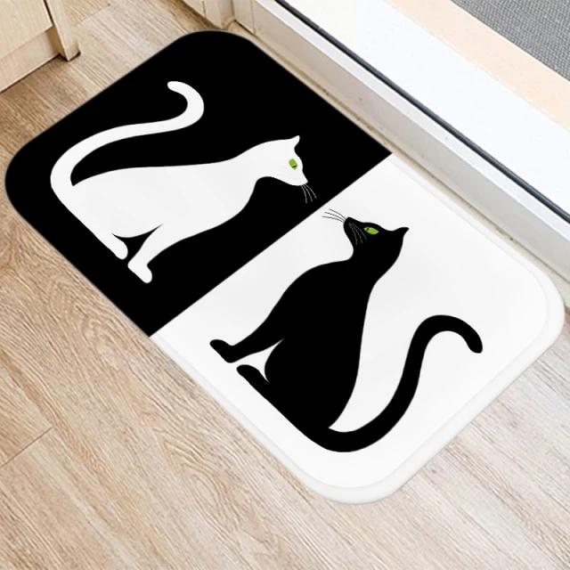 

Simple Black and White Cat Welcome Doormat Black and White Cat Entry Door Mat Bedroom Kitchen Home Decoration Door Mat 40cm x 60cm