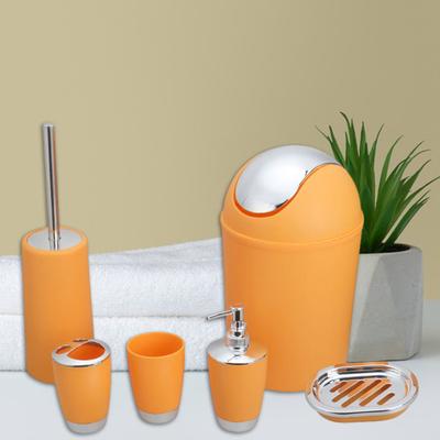 Yousheng 6Pcs/Set Bathroom Kit Lotion Bottle Mouthwash Cup Toothbrush Cup Soap Box Toilet Brush Trash Can Set Toiletries Organizer