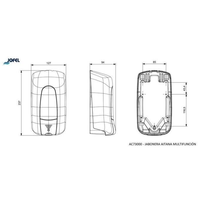 Distributeur de savon multifonction - jofel - blanc - gel et mousse - abs haute qualité