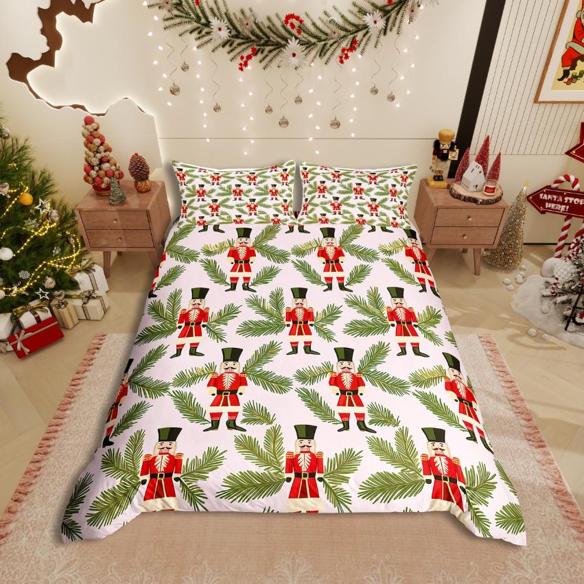 Homewish Christmas Nutcracker Duvet Cover Set,Xmas Tree for Teens Bedding Set,Happy New Year Decor