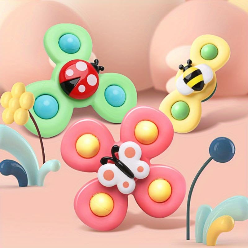 Speedhero Hand Spinner Toy Children's Cat Toy Bath Suction Cup Included Suitable for Ages 7 and Up Ladybug Butterfly Bee