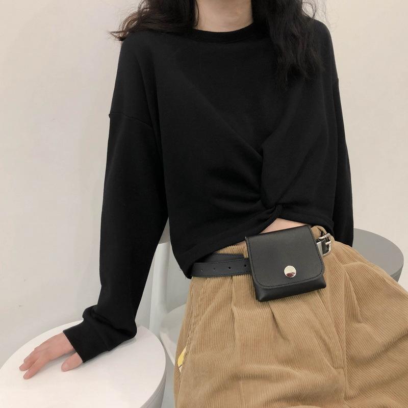 Spring and Autumn Thin Sweatshirt Design, Versatile Short Women's Casual Long-sleeved Top