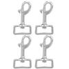 4PCS Snap Hook Square Ring Single Head Dog Leash Buckle Stainless Steel for Wallet BackpackL85mm   150kg