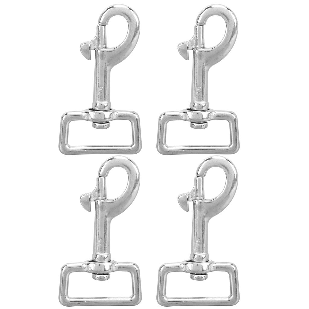 4PCS Snap Hook Square Ring Single Head Dog Leash Buckle Stainless Steel for Wallet BackpackL85mm   150kg
