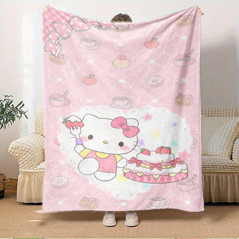 1pc Hello Kitty Cute Cartoon Pink Background Pattern Blanket - Home Decor Blanket, Can Be Used In All Seasons, Soft and Comfortable, Machine