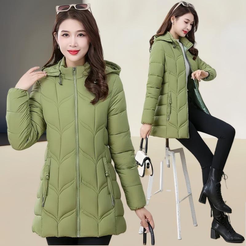 Women's long cotton-padded clothing autumn and winter new cotton-padded jacket slim-fitting cotton-padded clothing casual warm jacket