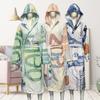 Couples' Casual Flannel Hooded Bathrobe Pajamas