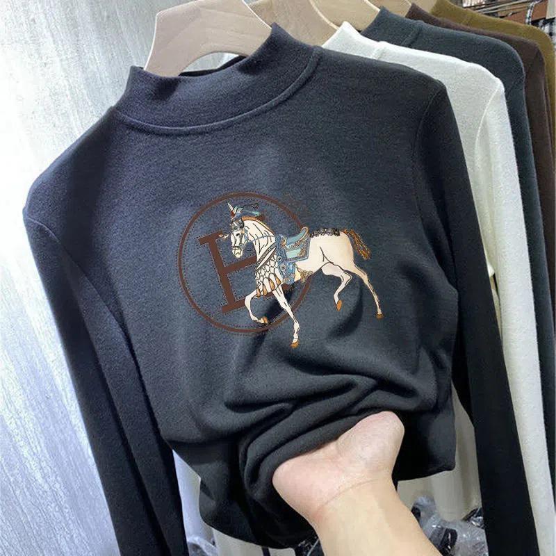 

Женская двухсторонняя рубашка с высоким воротником и длинным рукавом с начесом для осени/зимы XL (57.5-65 kg) чёрный