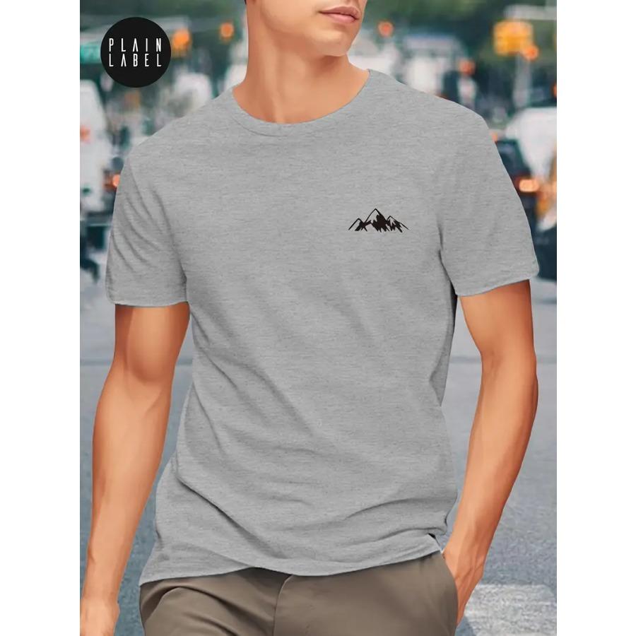 

Мужская футболка из чистого хлопка с графическим принтом гор, футболка с круглым вырезом и коротким рукавом, летние модные топы для повседневной и уличной носки 3XL серый