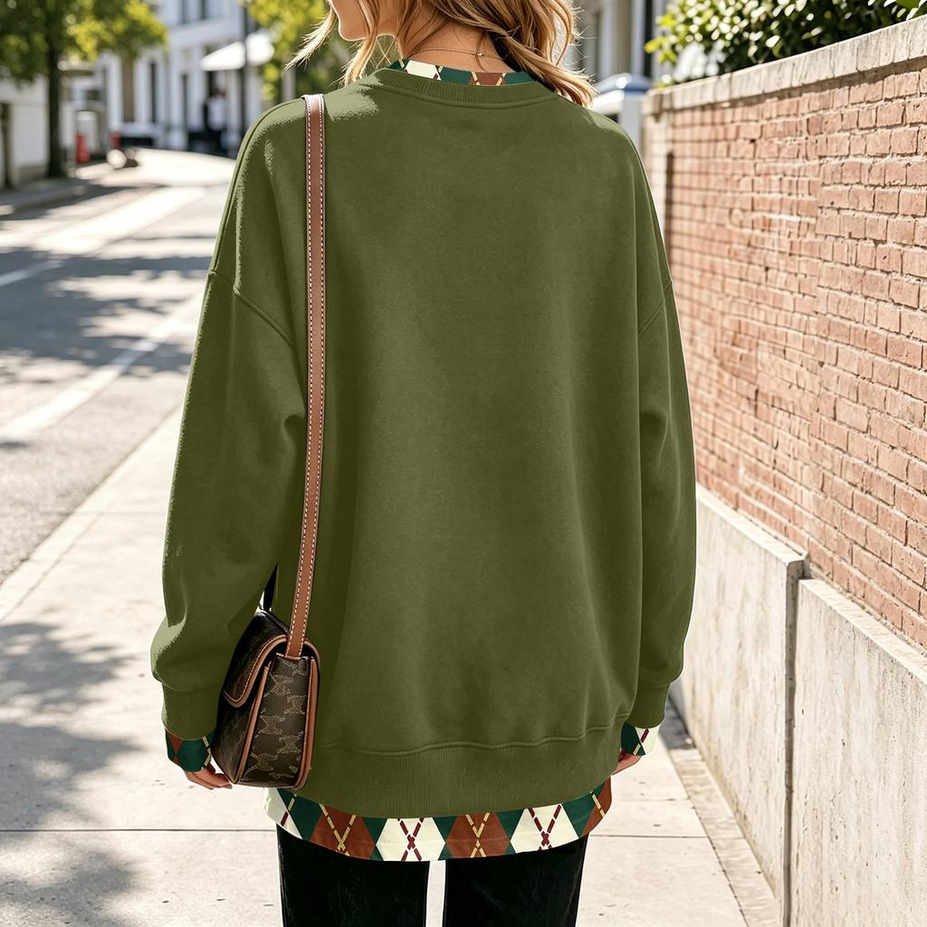 Women's Long Sleeve Casual Sweatshirt Loose Fit Pullover Top for Daily Wear