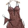 Source, New European and American Models, Comfortable and Breathable Leopard Print Lace Mesh Sexy Suspender Nightdress