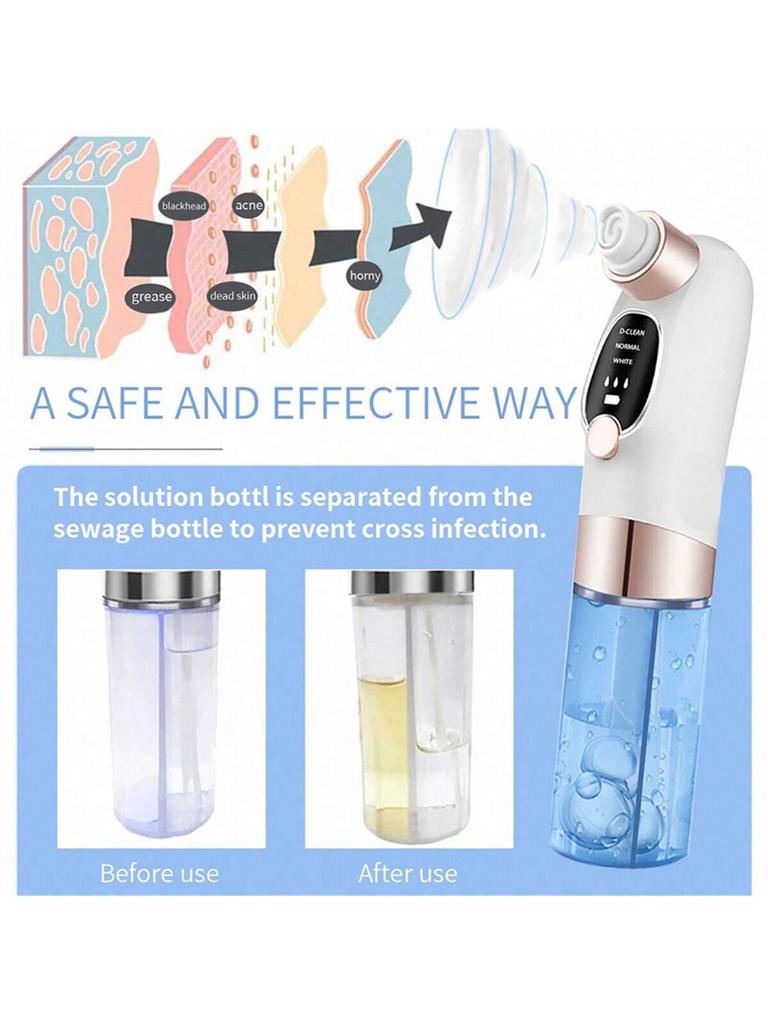 Newest Water Circulation Pore Vacuum Cleaner Pimple Extractor Tools with 6 Suction Heads,3 Gears Adjustable Beauty Device