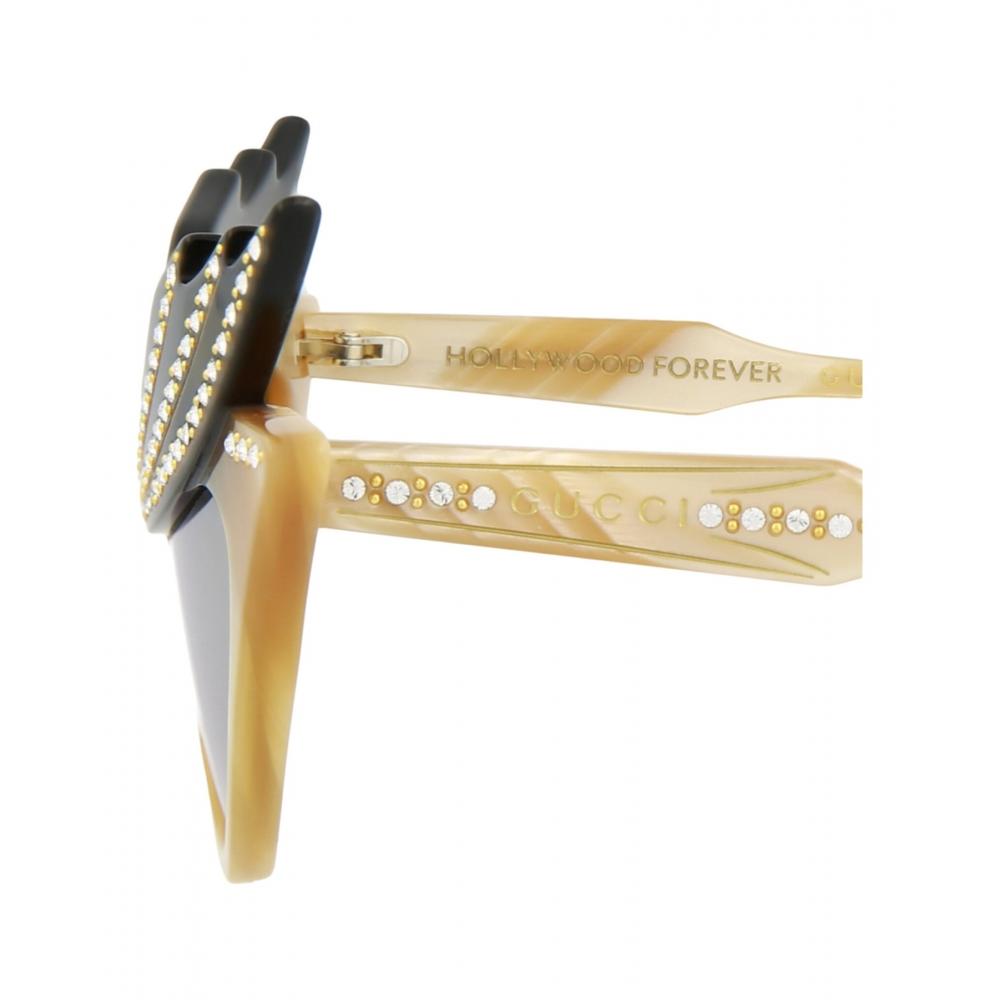 Gucci Cat Eye Frame Acetate Sunglasses Beige Beige Silver