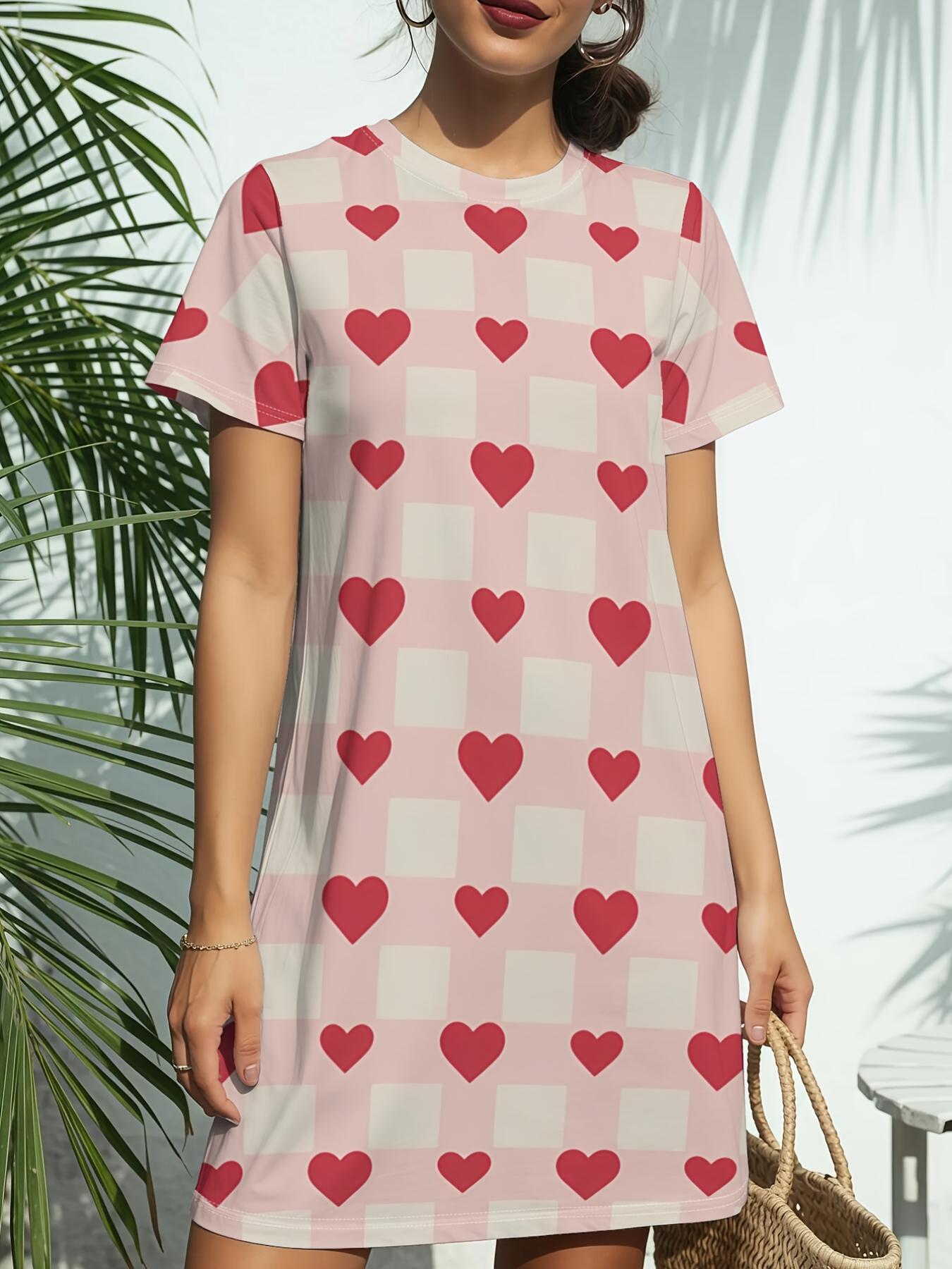 

The New Women S Round Neck T-Shirt Features Tiny Red Hearts. Short Sleeves. And an American Fashion Style with Digital Prints. Perfect for Casual Wear 8XL дубильна кора