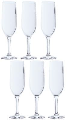 ADERIA H.AX Basic Stem Champagne Glasses, Clear, 185ml, Set of 6, Made In Japan, Shatterproof, Wine Flutes, Cocktail Set, Stylish, for Bordeaux, Burgu