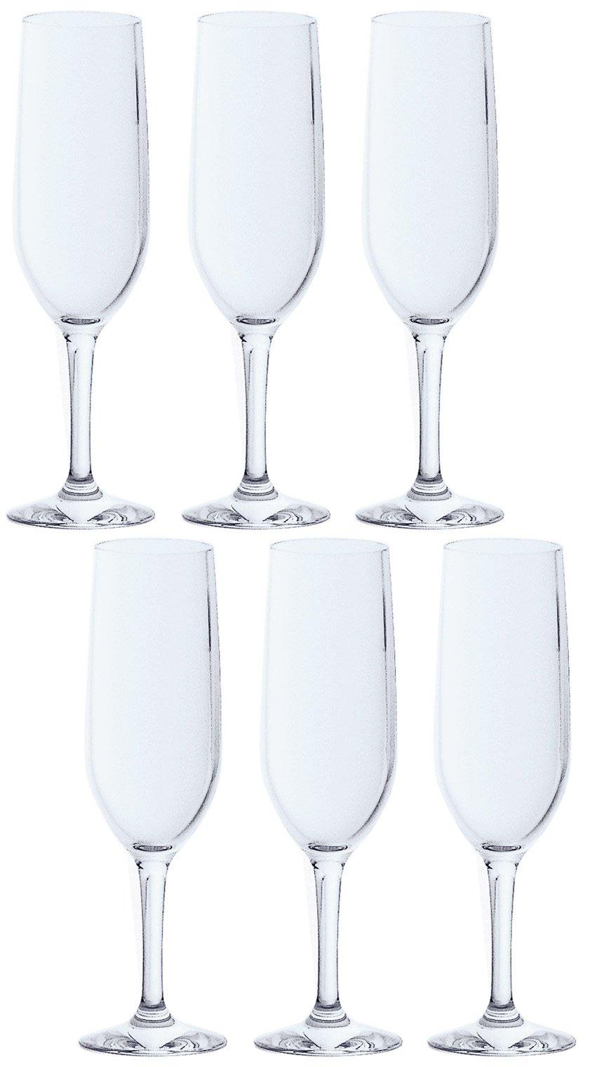 ADERIA H.AX Basic Stem Champagne Glasses, Clear, 185ml, Set of 6, Made in Japan, Shatterproof, Wine Flutes, Cocktail Set, Stylish, for Bordeaux, Burgu
